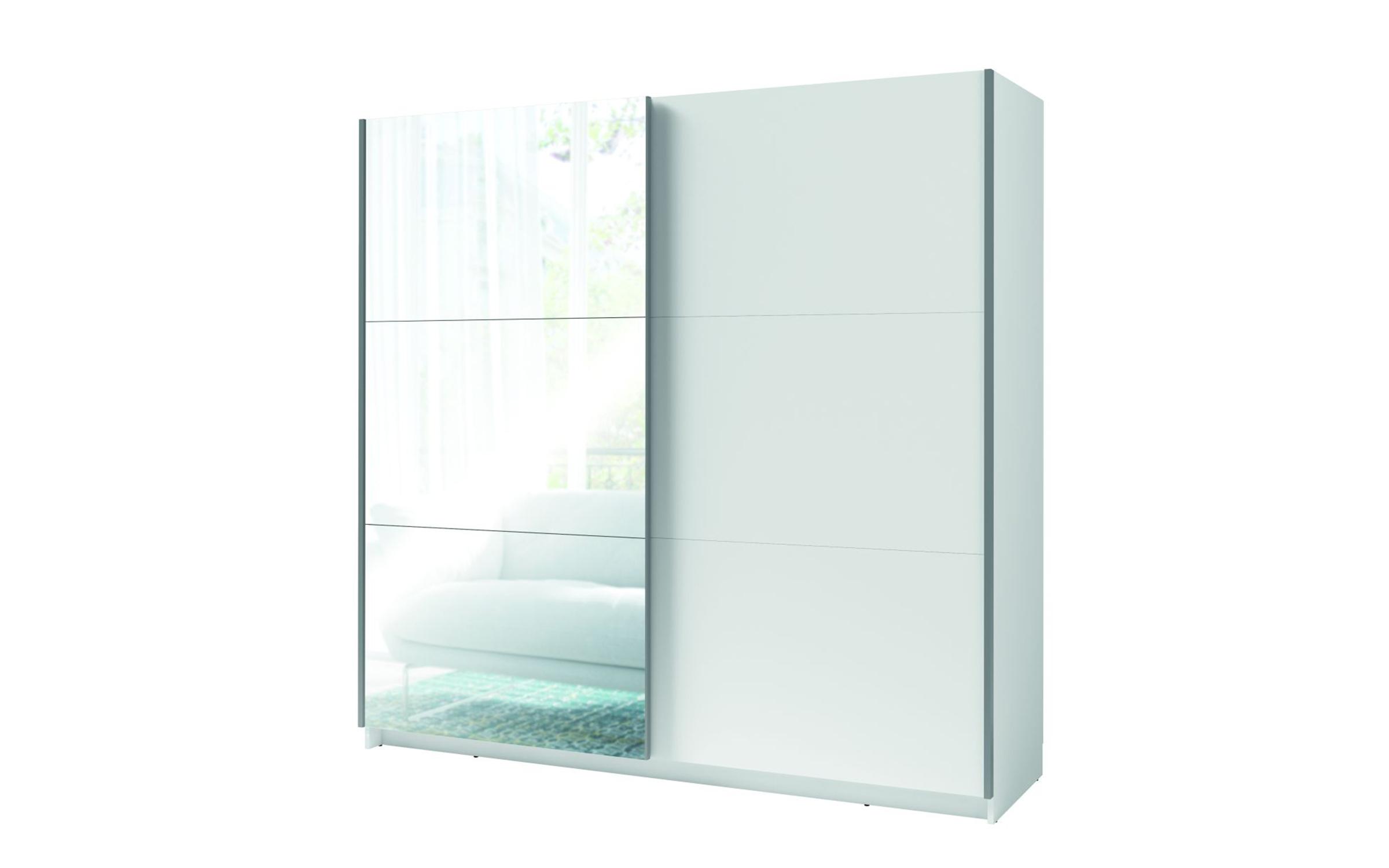 Wardrobe with sliding doors and mirror Arsala 3 II, white  2